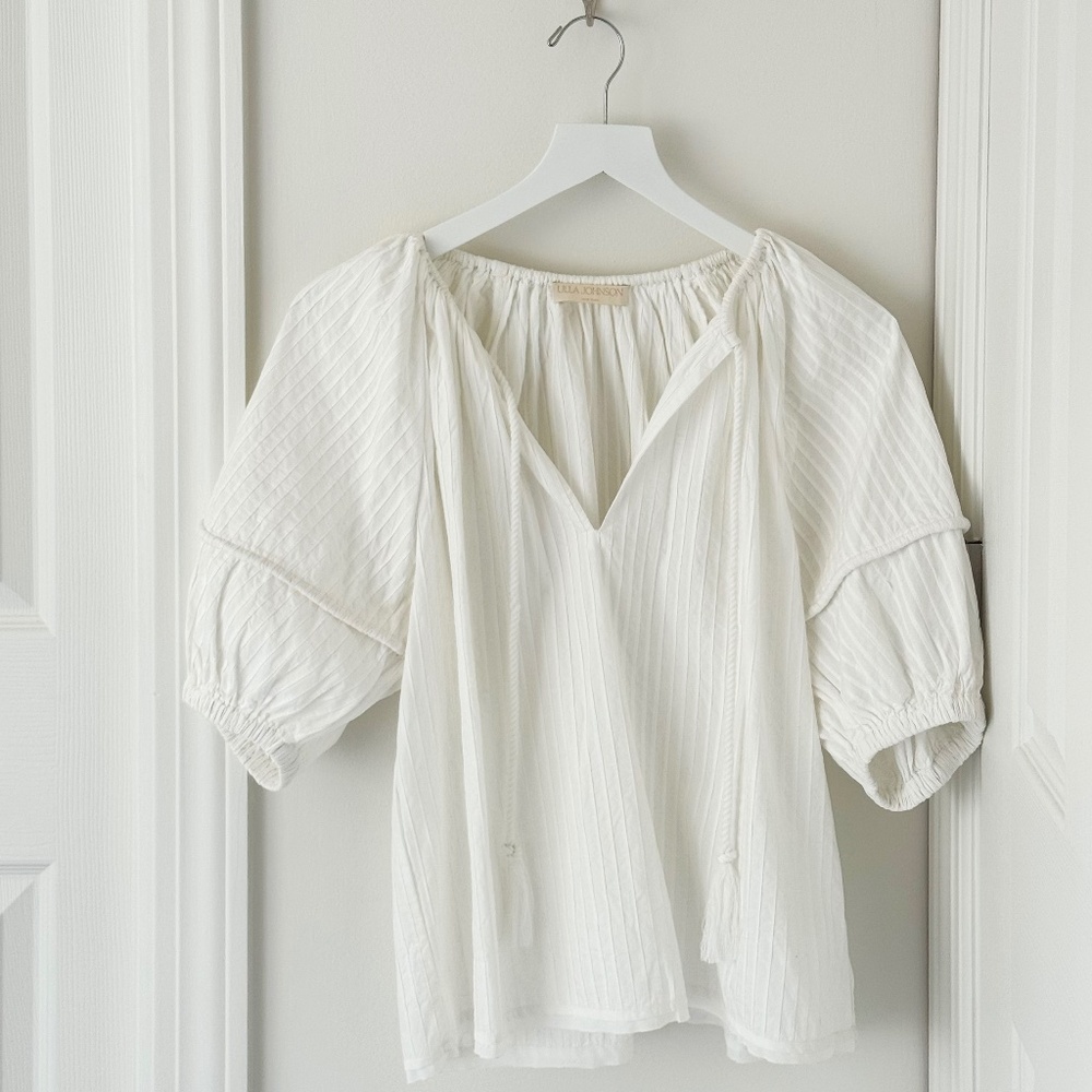 Ulla Johnson White Puff Sleeve Cotton Top Size 6